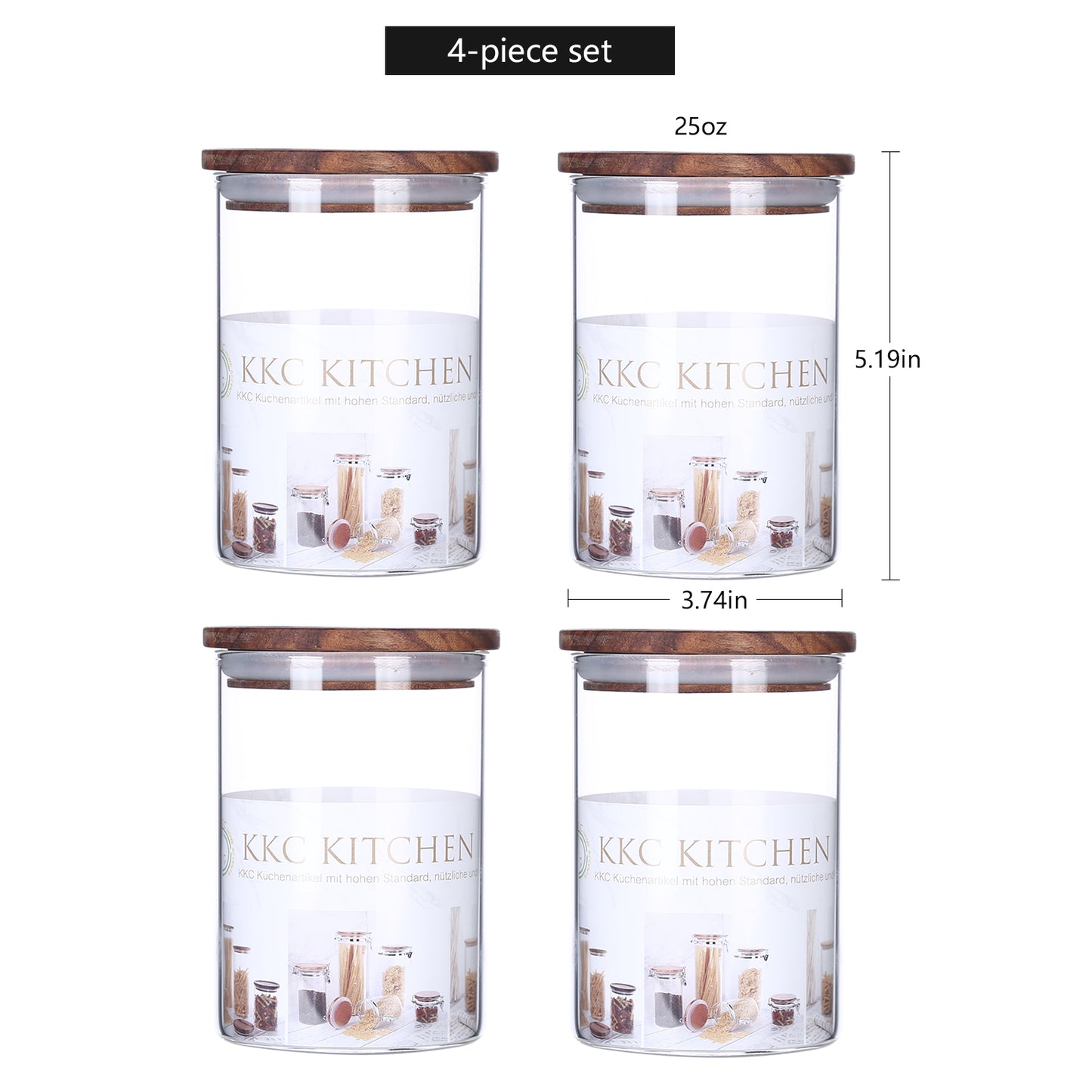 KKC Glass Storage Jars with Airtight Lids,27 Floz (800 ML x 2) – kkcger