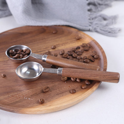 KKC, 2 Pcs Stainless Steel Coffee Spoons With Wood Handle 15ML Measuring Coffee Spoon For Coffee Beans Tea Suger, Silver (6.7")