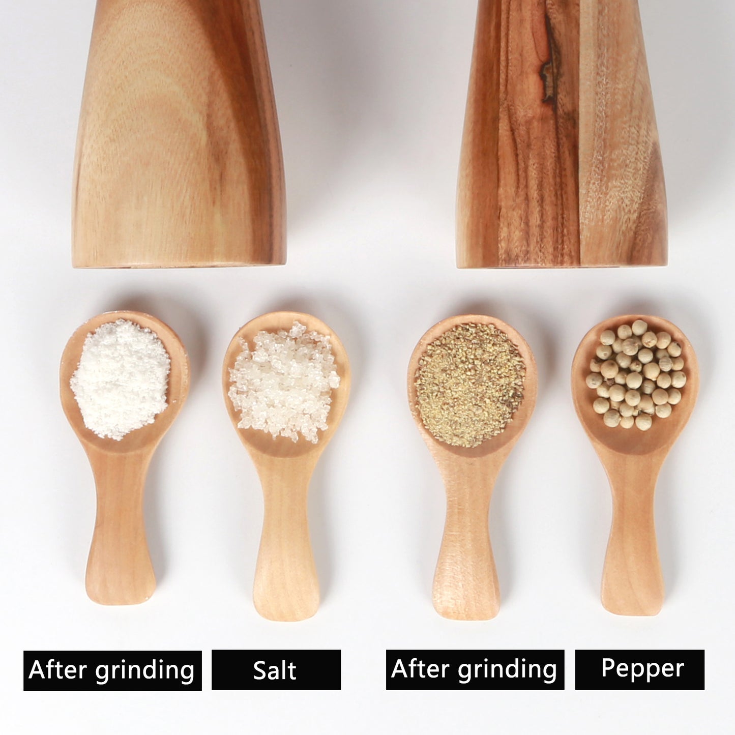 KKC 10inch Acacia Wooden Pepper Grinder Salt Mill Spice Herb Grinder for Kitchen Grinding Tool