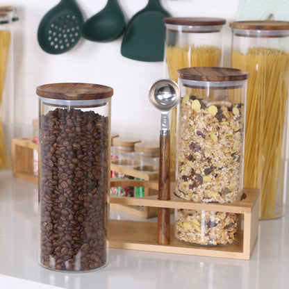 KKC HOME ACCENTS Glass Coffee Bean Storage Container with Airtight Lid, Sealed Glass Coffee Canister Jar for 600g Coffee Beans ,Ground Coffee, Nuts,Glass Canisters with Scoop,47 Fluid-oz