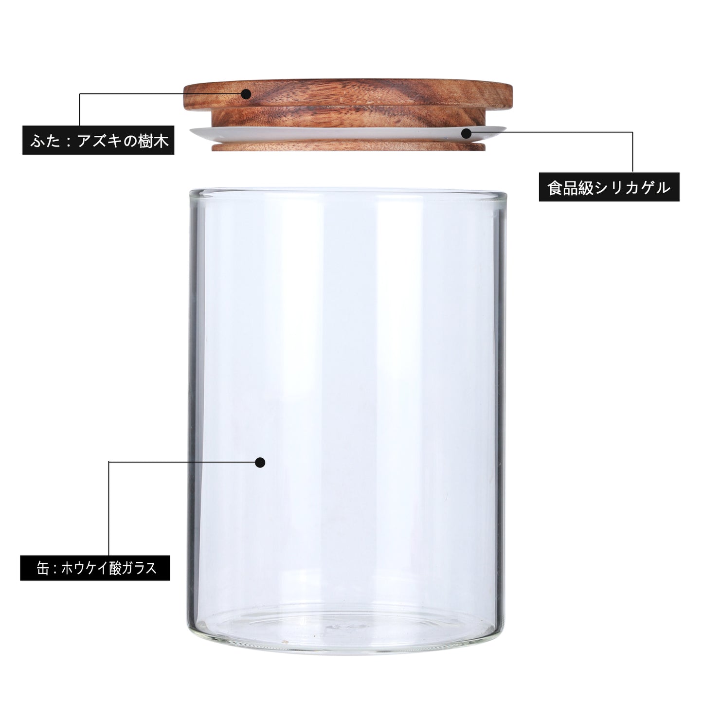 KKC Airtight Glass Loose Tea Storage Holder Container,Glass Storage Jar Containers with Airtight Wood Lids,25 Floz (750 ML)