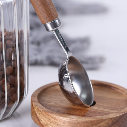 KKC, 2 Pcs Stainless Steel Coffee Spoons With Wood Handle 15ML Measuring Coffee Spoon For Coffee Beans Tea Suger, Silver (6.7")